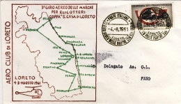 1961-tratta Loreto-Fano 3 Giro Aereo Delle Marche Per Elicotteri Coppa "Santa Ca - Posta Aerea