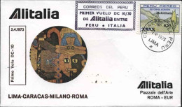 1973-Perù I^volo DC 10 Alitalia Lima Caracas Milano Roma Del 2 Aprile - Peru