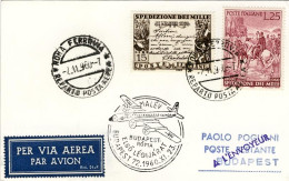 1960-cartoncino Affr. Volo Di Ritorno Roma-Budapest Del 23 Novembre, Pezzi Volat - Luftpost
