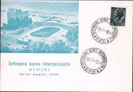 1954-Rimini Cartolina Settimana Aerea Internazionale Affrancata L.5 Siracusana B - Correo Aéreo