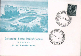 1954-Rimini Cartolina Settimana Aerea Internazionale Affrancata L.5 Siracusana B - Posta Aerea