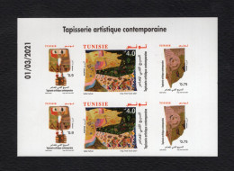 Tunisia/Tunisie 2021 - Pair Of Imperforated Stamps - Contemporary Artistic Tapestry - Superb*** - Tunesien (1956-...)