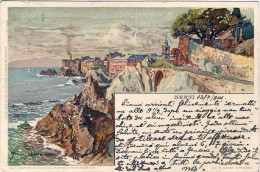 1901-Nervi Cartolina Postale Artistica Di Velten,viaggiata - Genova