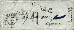 1858-lettera Con Segno Di Tassa,annullo Circolare Con Banderuola Firenze E Bollo - 1. ...-1850 Prephilately