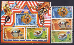 Djibouti 1984 Olympic Games Los Angeles, Space, Athletics, Swimming Set Of 3 + S/s MNH - Estate 1984: Los Angeles