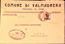 1944-Monumenti C.30 I Tipo Isolato Su Manoscritti Tariffa Sindaci Valmadrera (8. - Marcofilía