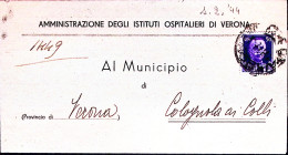 1944-PROPAGANDA DI GUERRA C.50 Con VIGNETTA TAGLIATA Isolato Su Piego Verona (1. - Marcophilie