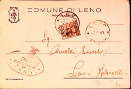 1945-Monumenti C.30 II^tipo Isolato Su Cartolina Leno (7.2) Per Distretto Non Ta - Marcophilia