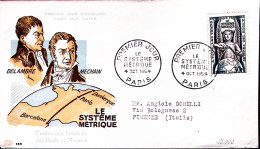 1954-Francia Sistema Metrico Decimale Su Busta Fdc - 1950-1959