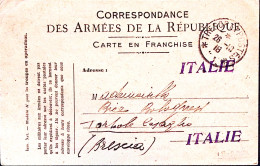 1918-TRESOR E POSTES / . C.2 (26.10) Su Cartolina Franchigia Scritta Da Italiano - WW I
