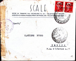 1946-A.M.G. V.G. Imperiale Senza Fasci Coppia Lire 2 Su Busta Trieste (4.4) - Storia Postale
