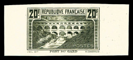 (*) N°262, Pont Du Gard, épreuve De Couleur: 20F GRIS-OLIVE Non Dentelé, SUPERBE Et R.R.R. (certificat)  Qualité: (*) - Ungebraucht