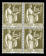 ** N°287, Paix, 1F 25 Olive En Bloc De Quatre, Très Bon Centrage (certificat)  Qualité: **  Cote: 1118 Euros - Unused Stamps