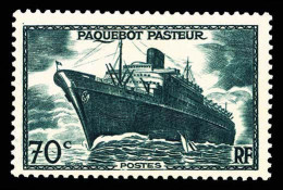 * N°502b, Paquebot Pasteur (1F +1F Sur) 70c Vert Foncé Sans La Surcharge, GRANDE RARETÉ DE LA PHILATÉLIE FRANCAISE, SUPE - Unused Stamps