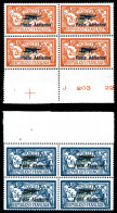 ** N°1/2, Paire Merson Surchargés En Bloc De Quatre Bord De Feuille, TRES BON CENTRAGE, FRAÎCHEUR POSTALE, SUPERBE Et R. - 1927-1959 Mint/hinged