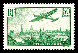 Delcampe - ** N°14, Avion Survolant Paris, 50F Vert-jaune, Infime Froissure De Gomme, TB (certificat)  Qualité: **  Cote: 2000 Euro - 1927-1959 Neufs