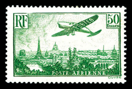 * N°14, Avion Survolant Paris, 50F Vert, TB (certificat)  Qualité: *  Cote: 1100 Euros - 1927-1959 Mint/hinged