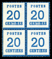 * N°6, 20c Bleu En Bloc De Quatre, Frais Et TB (signé Calves/certificat)  Qualité: *  Cote: 1000 Euros - Unused Stamps