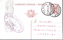 1927-Cartolina Postale RP Michetti C.20+20 Mill. 22 Risposta Bozzolo (12.8) - Entiers Postaux