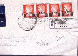 1945-(F=on Piece) Imperiale Sopr.striscia Quattro Lire 2,50/lire 1,75 Su Frammen - Marcofilie