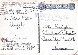 1943-Posta Militare/N 205 Del 3.8 Manoscritta  Su Cartolina Franchigia Annullo M - Marcophilia