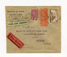 !!! LETTRE PAR AVION DE PARIS POUR BEYROUTH DU 2/1/1931 AVEC ETIQUETTE RARE " PAR HYDRAVION VOIE AIR ORIENT" - 1927-1959 Covers & Documents