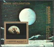 Manama 1972, Space, Moon Exploration, Block - Asien