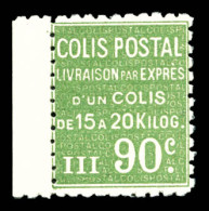 ** N°28H, (N° Maury), NON EMIS: 90c Vert, Livraison Par Exprès, Bord De Feuille, GRANDE RARETE, SUPERBE (certificats)  Q - Mint/Hinged