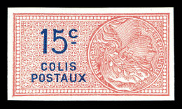 ** N°33, 15c Rouge: Valeur Et COLIS POSTAUX Renversés, Non Dentelé, Non Signalé Non Dentelé. SUPERBE. R.R. (certificat)  - Ungebraucht