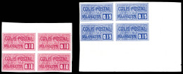 ** N°156a/57a, 10c Lilas-rose Et 15c Outremer, Les 2 Valeurs En Bd4 Non Dentelé Bdf (n°157 1ex*). TTB (certificat)  Qual - Mint/Hinged