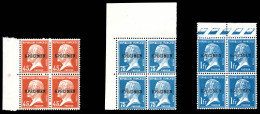 ** N°175-CI 1/79-CI 1, Pasteur 45c Rouge, 75c Bleu Et 1f Bleu En Blocs De Quatre Surchargés SPECIMEN. TTB  Qualité: **   - Cursussen