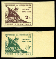 (*) N°8/9, Paire St Nazaire NON DENTELEE, Bord De Feuille Latéral. SUP (signés Scheller/certificat)  Qualité: (*)  Cote: - Guerre (timbres De)