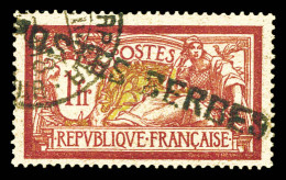 O Postes Serbes N°14, 1F Merson Surchargé. TB (signé/Certificat)  Qualité: Oblitéré  Cote: 450 Euros - War Stamps