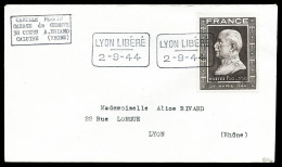 O N°25, LYON: Pétain 1f 50 + 3f50 Obl Cachet 'LYON LIBERE 2.9.44' Sur Lettre. SUP (signé Calves/certificat)  Qualité: Ob - Liberation