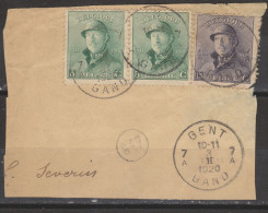 COB 167 En Paire + 169 Sur Fragment Oblitération Centrale GENT 7 - 1919-1920 Behelmter König