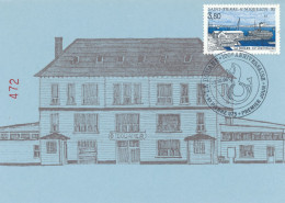 SAINT PIERRE ET MIQUELON - CARTE MAXIMUM LA DOUANE 100EME ANNIVERSAIRE OBLITEREE AVEC CAD DU 9 OCTOBRE 1996 - Cartes-maximum