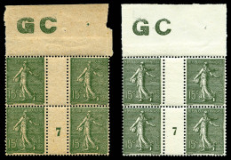 ** N°130, 15c Vert-gris: Bd4 Millésime '7' Avec Manchette 'GC', Papier Blanc Et Papier Chamois, Les 2 Ex TTB  Qualité: * - Millesimi