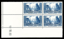 ** N°261c, Port De La Rochelle Type II En Bloc De Quatre Coin De Feuille Daté Du 17/10/1930, SUP (certificat)  Qualité:  - 1930-1939