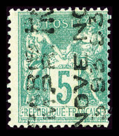 (*) N°15a, 5c Vert Surcharge Verticale 5 Ligne Sans Quantième, SUP (signé Calves/certificat)  Qualité: (*) - 1893-1947