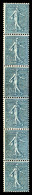 ** N°7, Semeuse, 50c Bleu (N°161) En Bande De Six Verticale, SUP (certificat)  Qualité: **  Cote: 525 Euros - Coil Stamps