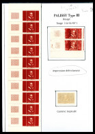 ** Pa 47: Palissy Type III: Bande De 10 Cdf + Paire Variété Impression Défectueuse Cdf. TTB  Qualité: ** - Pruebas, Viñetas Experimentales