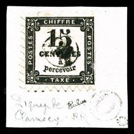 O N°3, 15c Noir, PIQUAGE DE CLAMECY Sur Fragment, RARE (signé Calves/Brun/certificat)  Qualité: Oblitéré  Cote: 5000 Eur - 1859-1959 Postfris