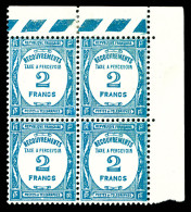 ** N°61, 2f Bleu En Bloc De 4 Cdf. TTB  Qualité: **  Cote: 1080 Euros - 1859-1959 Neufs