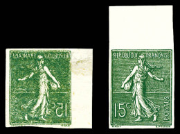 * N°130, 15c Semeuse: Non Dentelé Et Non Dentelé Recto-verso, Les 2 Exemplaires Bdf. TB  Qualité: * - Unused Stamps