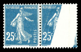 * N°140, 25c Semeuse, Très Grand Pli Accordéon Tenant à Ex Normal. SUP (certificat)  Qualité: * - Unused Stamps