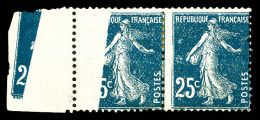 * N°140, 25c Bleu: Exceptionnel Pli Accordéon Sur Paire Bdf. SUP  Qualité: * - Unused Stamps