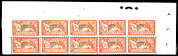 ** N°145g, 2f Merson, Exceptionnelle Variété: Cinq Exemplaires Non Dentelés Tenant à Dentelés En Bloc De Dix Haut De Feu - Unused Stamps