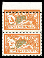 ** N°145, 2F Merson: Piquage Décalé Tenant à Normal En Paire Haut De Feuille, SUP (certificat)  Qualité: ** - Unused Stamps