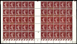 * N°189, 15c Semeuse: Impression Sur Raccord En Panneau De 50 Exemplaires Bas De Feuille Daté, Quelques Points Roux Sur  - Unused Stamps