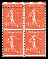 ** N°199, 50c Rouge, Piquage Décalé Sur Paire Supérieure Tenant à Normaux, TB  Qualité: ** - Unused Stamps
